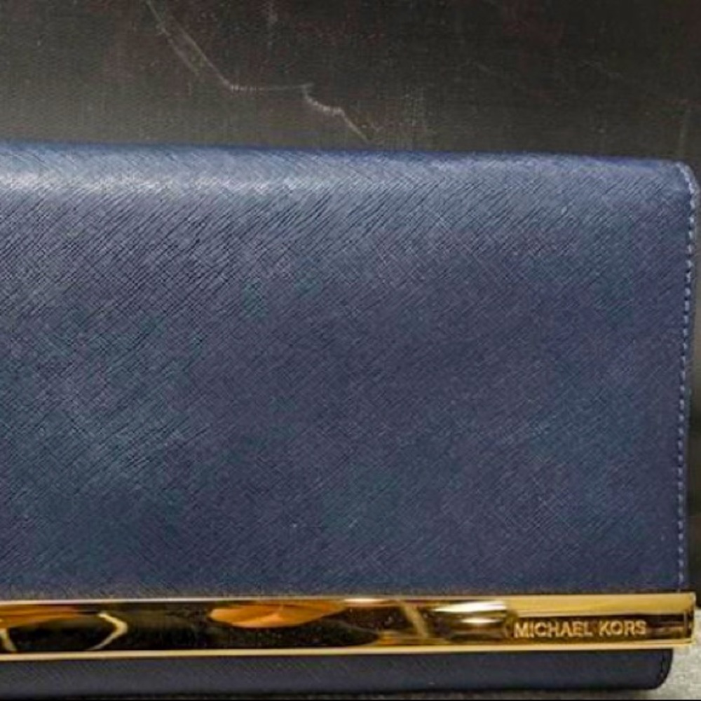 Michael Kors Blue Leather Clutch